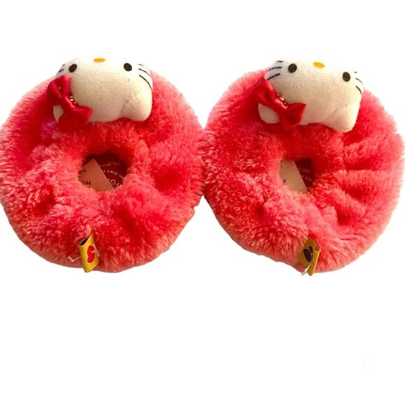 Build A Bear Hello Kitty Pink Slippers Sanrio Kawaii Fuzzy Teddy Bear Shoes HTF - Picture 2 of 5